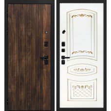 Лофт-1/Смальта-05 Дуб коньяк с патиной / Белый ral 9003  патина золото