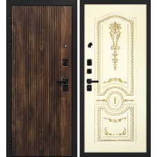 Лофт-1/Смальта-11 Дуб коньяк с патиной / Белый ral 9003  патина золото