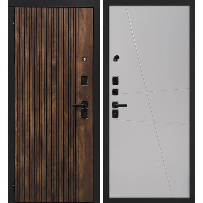 Дверь Скамбио Порте Лофт-1/Смальта-Лайн 02 Дуб коньяк с патиной / Агат ral 7044