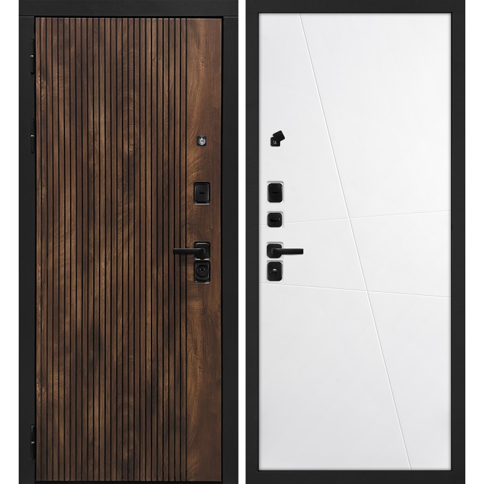 Дверь Скамбио Порте Лофт-1/Смальта-Лайн 02 Дуб коньяк с патиной / Белый ral 9003