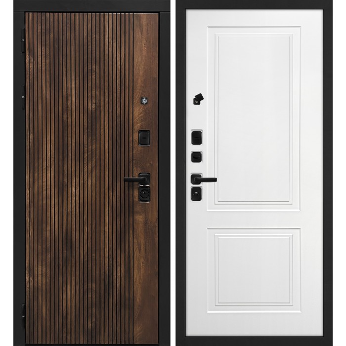 Дверь Скамбио Порте Лофт-1/Смальта-Лайн 04 Дуб коньяк с патиной / Белый ral 9003