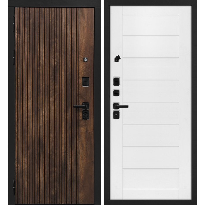 Дверь Скамбио Порте Лофт-1/Техно 708 Дуб коньяк с патиной / Белоснежный