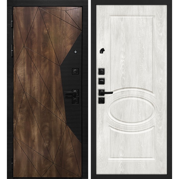 Дверь Скамбио Порте Лофт-2/ Сиена-1 Дуб коньяк с патиной / Дуб жемчужный