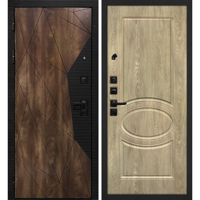 Дверь Скамбио Порте Лофт-2/ Сиена-1 Дуб коньяк с патиной / Дуб песочный