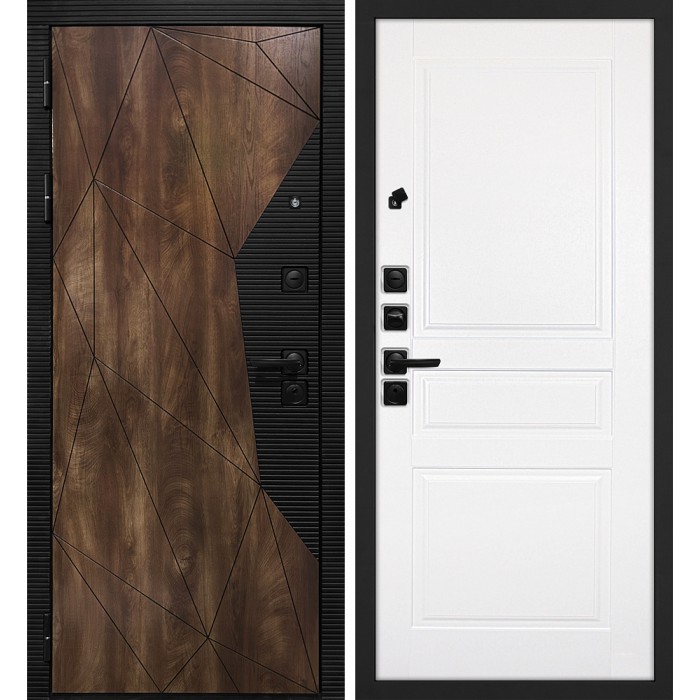 Дверь Скамбио Порте Лофт-2/ Смальта 01 Дуб коньяк с патиной / Белый ral 9003