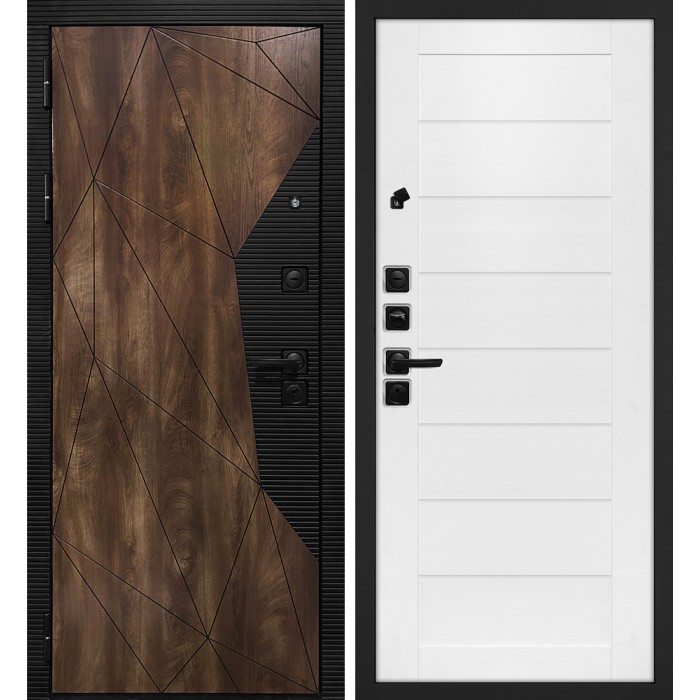 Дверь Скамбио Порте Лофт-2/ ТЕХНО-708 Дуб коньяк с патиной / Белоснежный