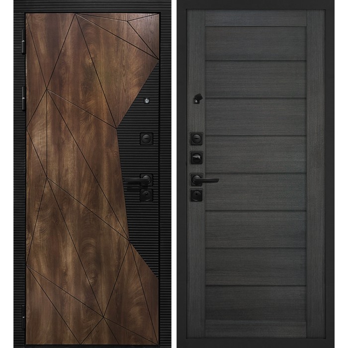 Дверь Скамбио Порте Лофт-2/ ТЕХНО-708 Дуб коньяк с патиной / Грей