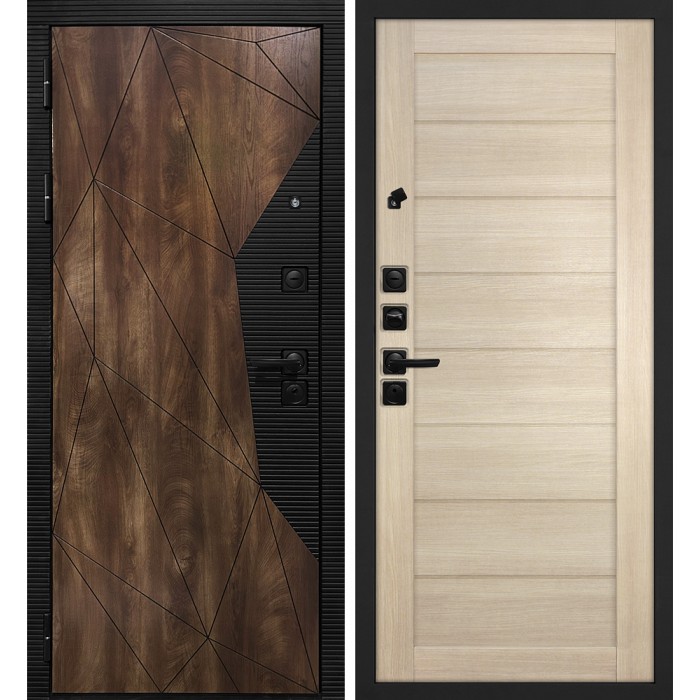 Дверь Скамбио Порте Лофт-2/ ТЕХНО-708 Дуб коньяк с патиной / Капучино