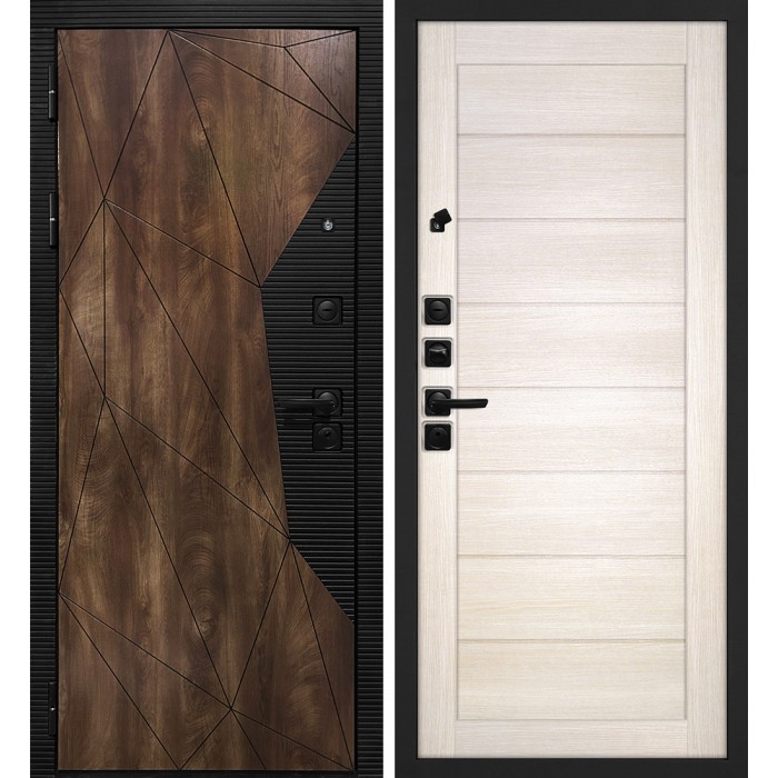 Дверь Скамбио Порте Лофт-2/ ТЕХНО-708 Дуб коньяк с патиной / Сандал бежевый