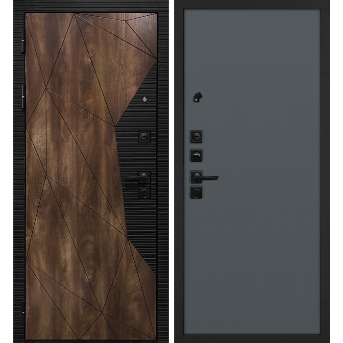 Дверь Скамбио Порте Лофт-2/Гладкая Дуб коньяк с патиной / Графит