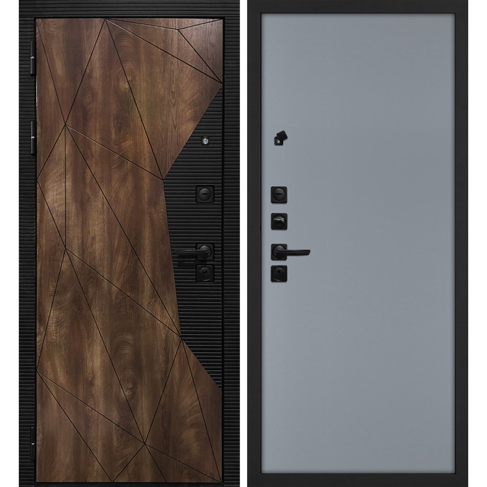 Дверь Скамбио Порте Лофт-2/Гладкая Дуб коньяк с патиной / Серый матовый