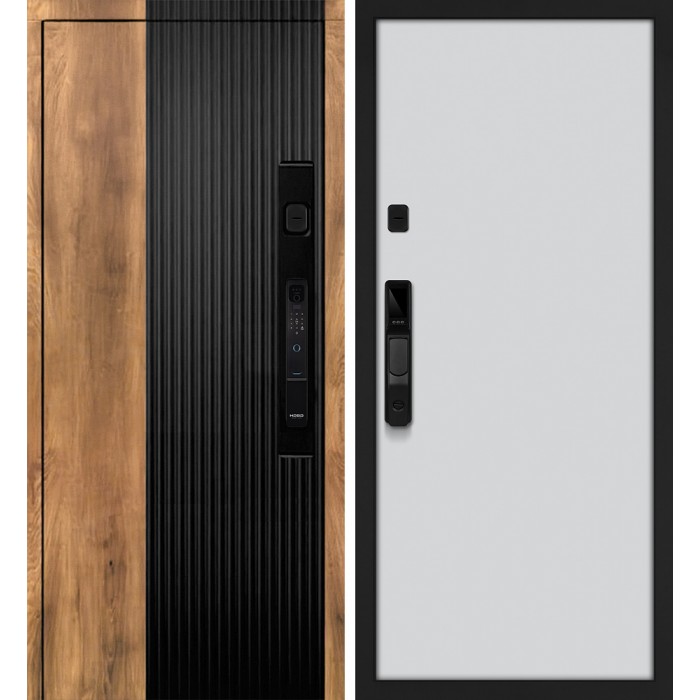 Дверь Скамбио Порте Орион смарт/Гладкая Орех пекан, черный кварц / Агат