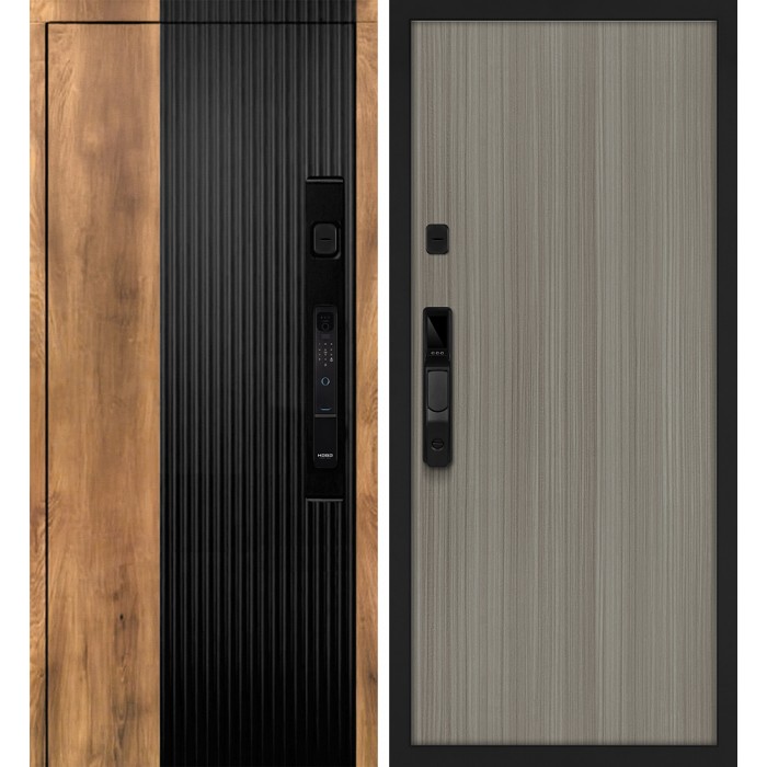 Дверь Скамбио Порте Орион смарт/Гладкая Орех пекан, черный кварц / Эвкалипт португальский