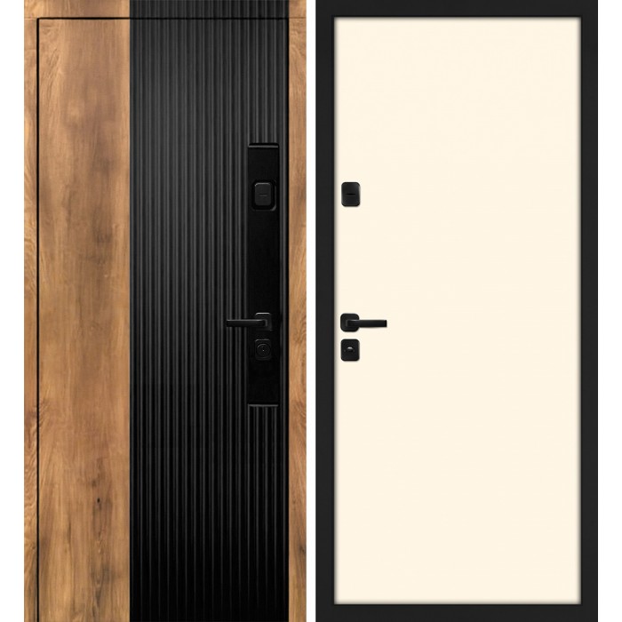Дверь Скамбио Порте Орион/Гладкая Орех пекан, черный кварц / Магнолия