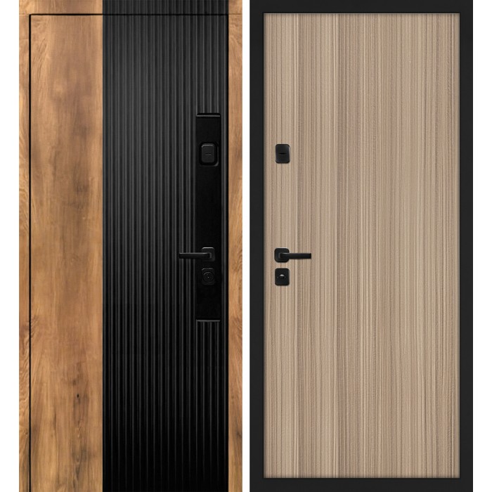Дверь Скамбио Порте Орион/Гладкая Орех пекан, черный кварц / Эвкалипт тасманский