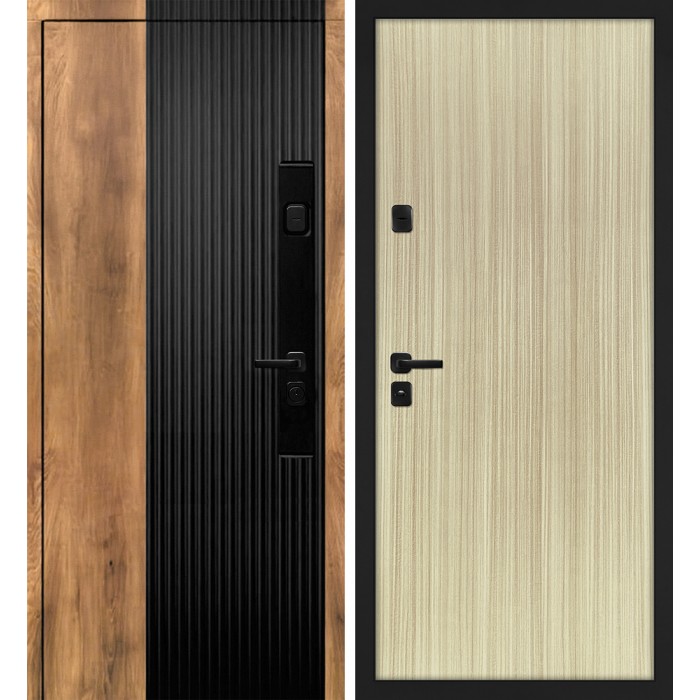 Дверь Скамбио Порте Орион/Гладкая Орех пекан, черный кварц / Эвкалипт австралийский