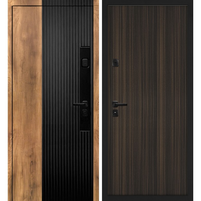 Дверь Скамбио Порте Орион/Гладкая Орех пекан, черный кварц / Эвкалипт африканский