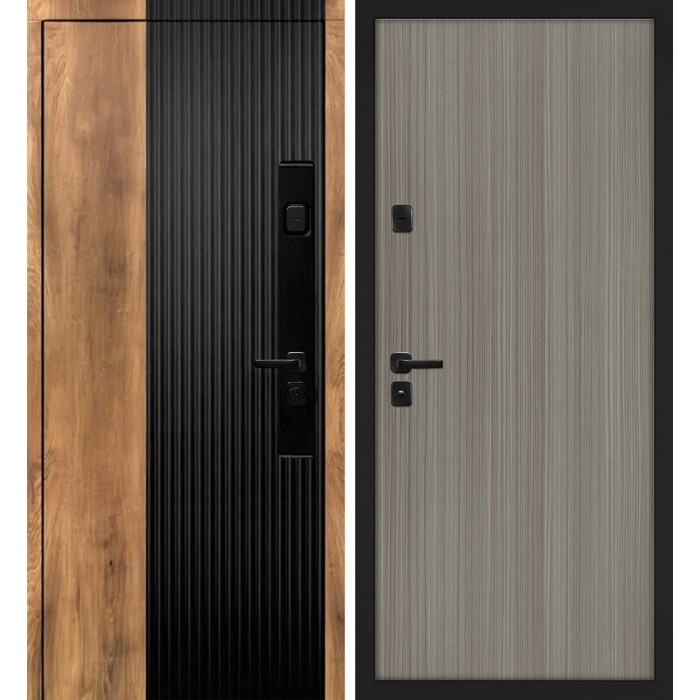 Дверь Скамбио Порте Орион/Гладкая Орех пекан, черный кварц / Эвкалипт португальский