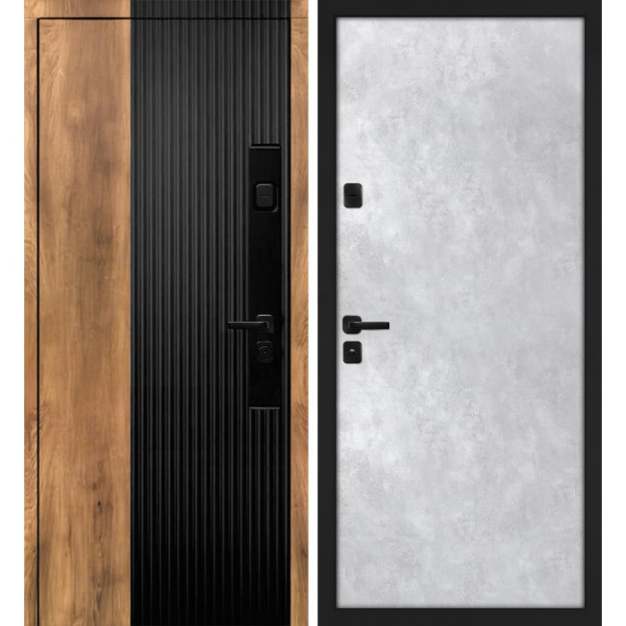 Дверь Скамбио Порте Орион/Гладкая Орех пекан, черный кварц / Серый бетон