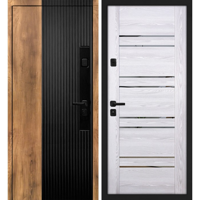 Дверь Скамбио Порте Орион/ПСК-1 Орех пекан, черный кварц / Ривьера айс