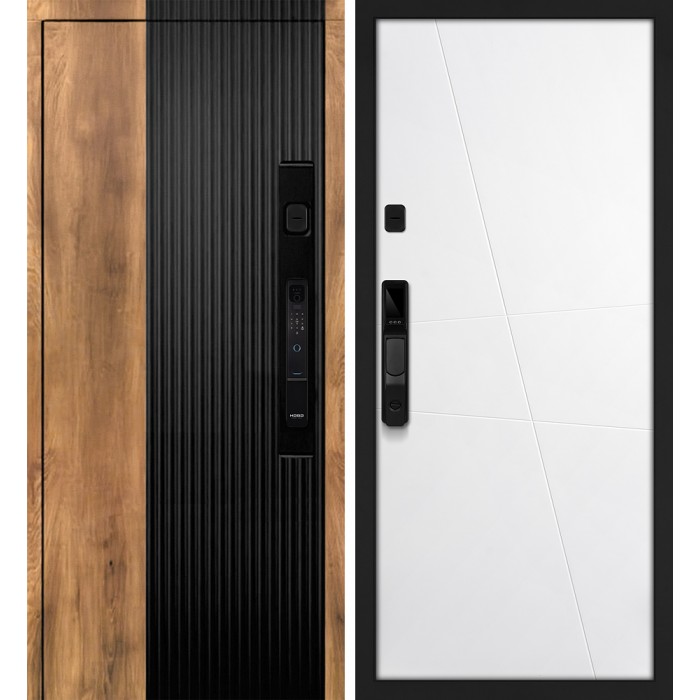 Дверь Скамбио Порте Орион/Смальта-Лайн 02 Орех пекан, черный кварц / Белый ral 9003