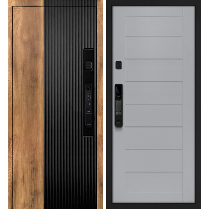 Дверь Скамбио Порте Орион/ТЕХНО-708 Орех пекан, черный кварц / Манхэттен
