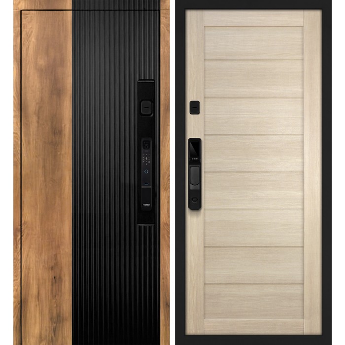 Дверь Скамбио Порте Орион/ТЕХНО-708 Орех пекан, черный кварц / Капучино