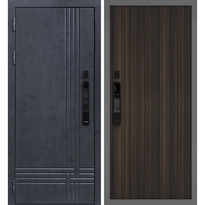 Дверь Скамбио Порте Осло смарт/Гладкая Бетон антрацит / Эвкалипт африканский