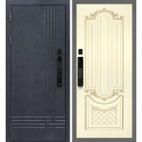 Осло смарт/Смальта 13 Бетон антрацит / Слоновая кость ral 1013 патина золото