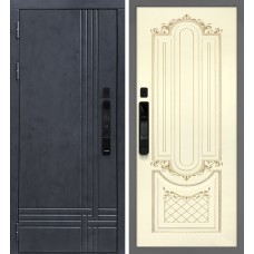 Осло смарт/Смальта 13 Бетон антрацит / Слоновая кость ral 1013 патина золото