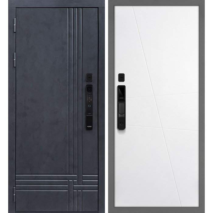 Дверь Скамбио Порте Осло смарт/Смальта-Лайн 02 Бетон антрацит / Белый ral 9003