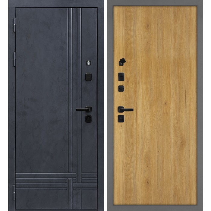 Дверь Скамбио Порте Осло/Гладкая Бетон антрацит / Дуб золотистый