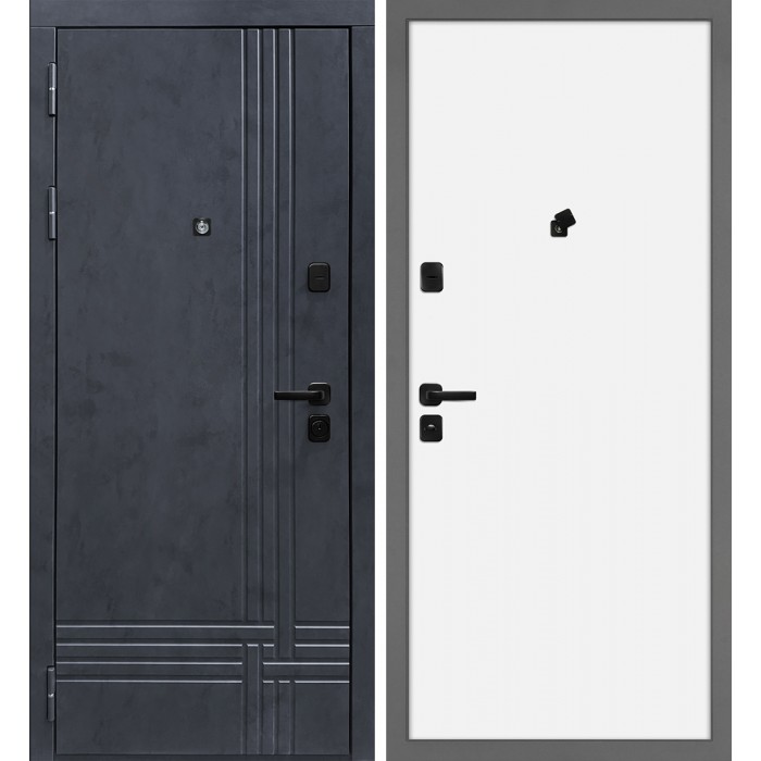 Дверь Скамбио Порте Осло/ПДЕ-04 Бетон антрацит / Белый грунт