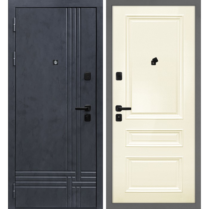 Дверь Скамбио Порте Осло/Смальта-06 Бетон антрацит / Слоновая кость ral 1013