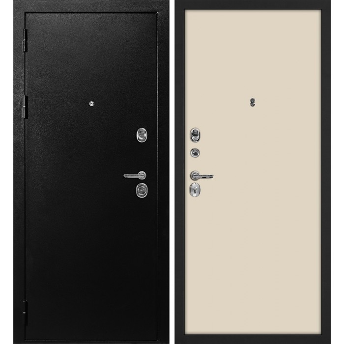 Дверь Скамбио Порте С-1 / Гладкая Титан черный / Бежевый матовый