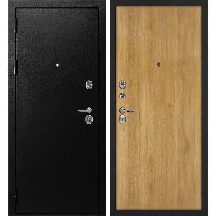 Дверь Скамбио Порте С-1 / Гладкая Титан черный / Дуб золотистый