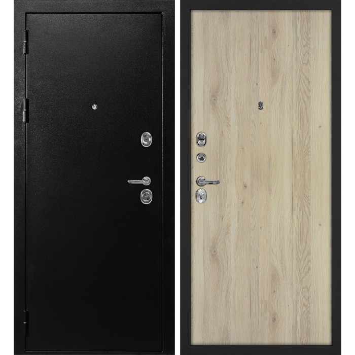 Дверь Скамбио Порте С-1 / Гладкая Титан черный / Дуб молочный