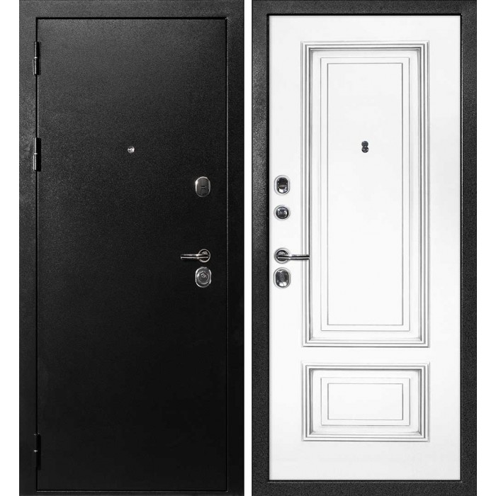 Дверь Скамбио Порте С-1 / Смальта-08 Титан черный / Белый ral 9003 патина серебро
