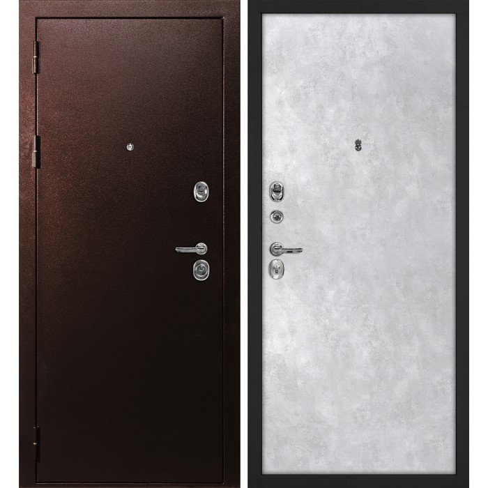 Дверь Скамбио Порте С-3/Гладкая Антик медный / Серый бетон