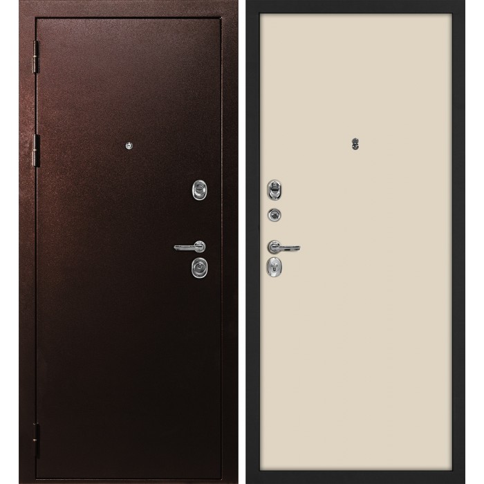 Дверь Скамбио Порте С-3/Гладкая Антик медный / Бежевый матовый