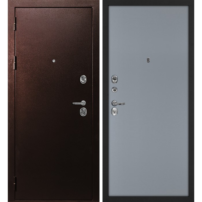 Дверь Скамбио Порте С-3/Гладкая Антик медный / Серый матовый