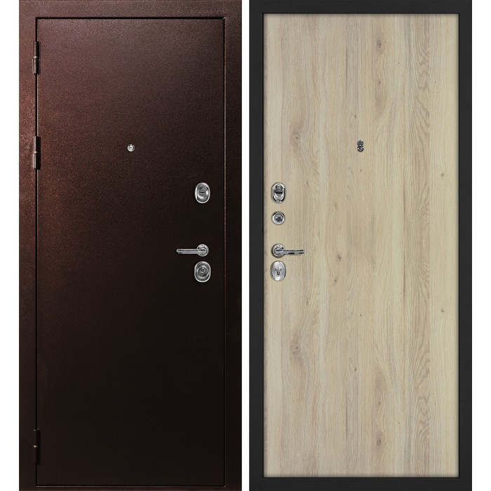 Дверь Скамбио Порте С-3/Гладкая Антик медный / Дуб молочный