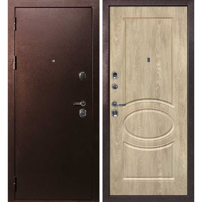 Дверь Скамбио Порте С-3/Сиена-1 Антик медный / Дуб песочный