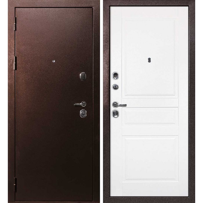 Дверь Скамбио Порте С-3/Смальта-01 Антик медный / Белый ral 9003
