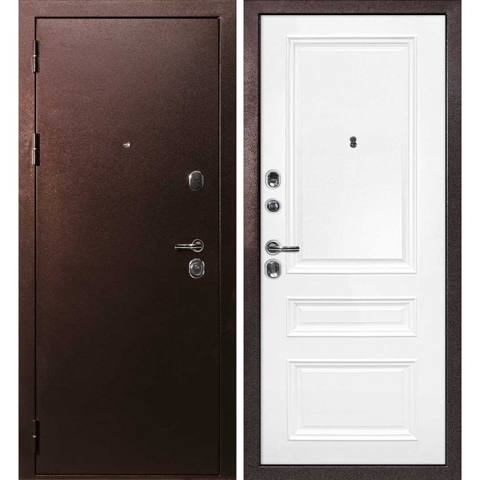 Дверь Скамбио Порте С-3/Смальта-06 Антик медный / Белый ral 9003