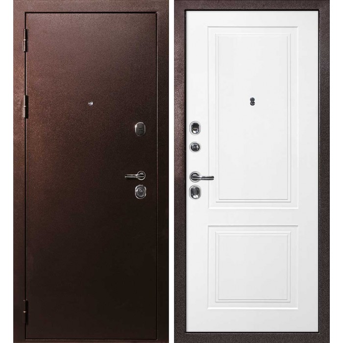 Дверь Скамбио Порте С-3/Смальта-Лайн 04 Антик медный / Белый ral 9003