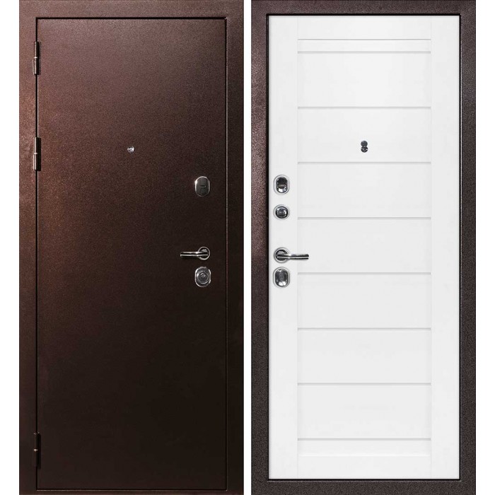 Дверь Скамбио Порте С-3/ТЕХНО 708 Антик медный / Белый