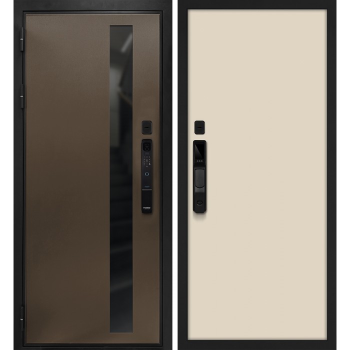 Дверь Скамбио Порте Уран смарт/Гладкая Бронза / Бежевый матовый