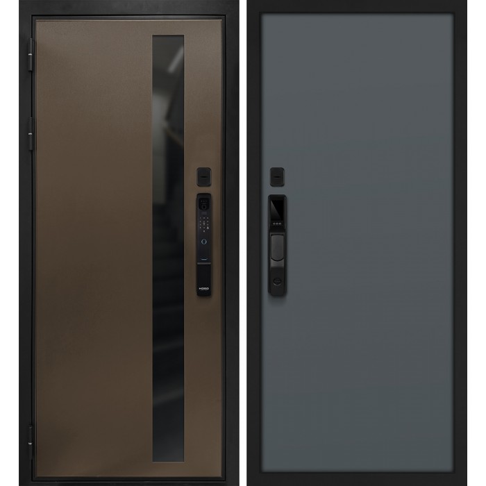 Дверь Скамбио Порте Уран смарт/Гладкая Бронза / Графит матовый