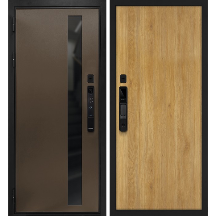 Дверь Скамбио Порте Уран смарт/Гладкая Бронза / Дуб золотистый